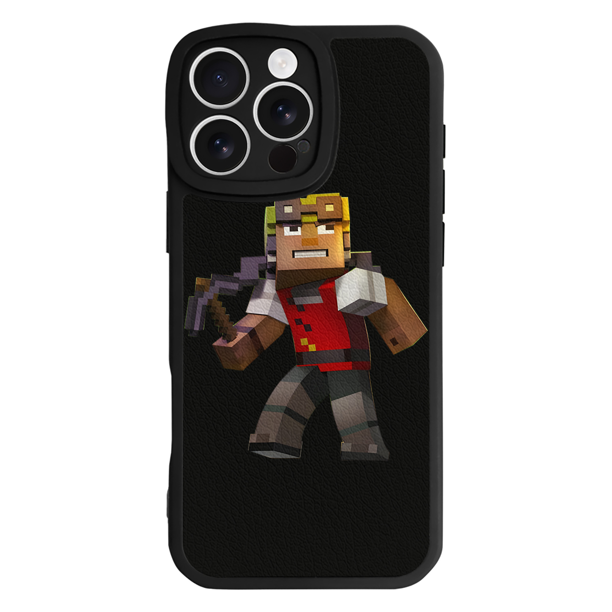 （画像用） マインクラフト ブロックの世界 Minecraft MC Block world 【iPhone 16シリーズ対応】シリコンスマホケース（レザー調） 材質：シリコン